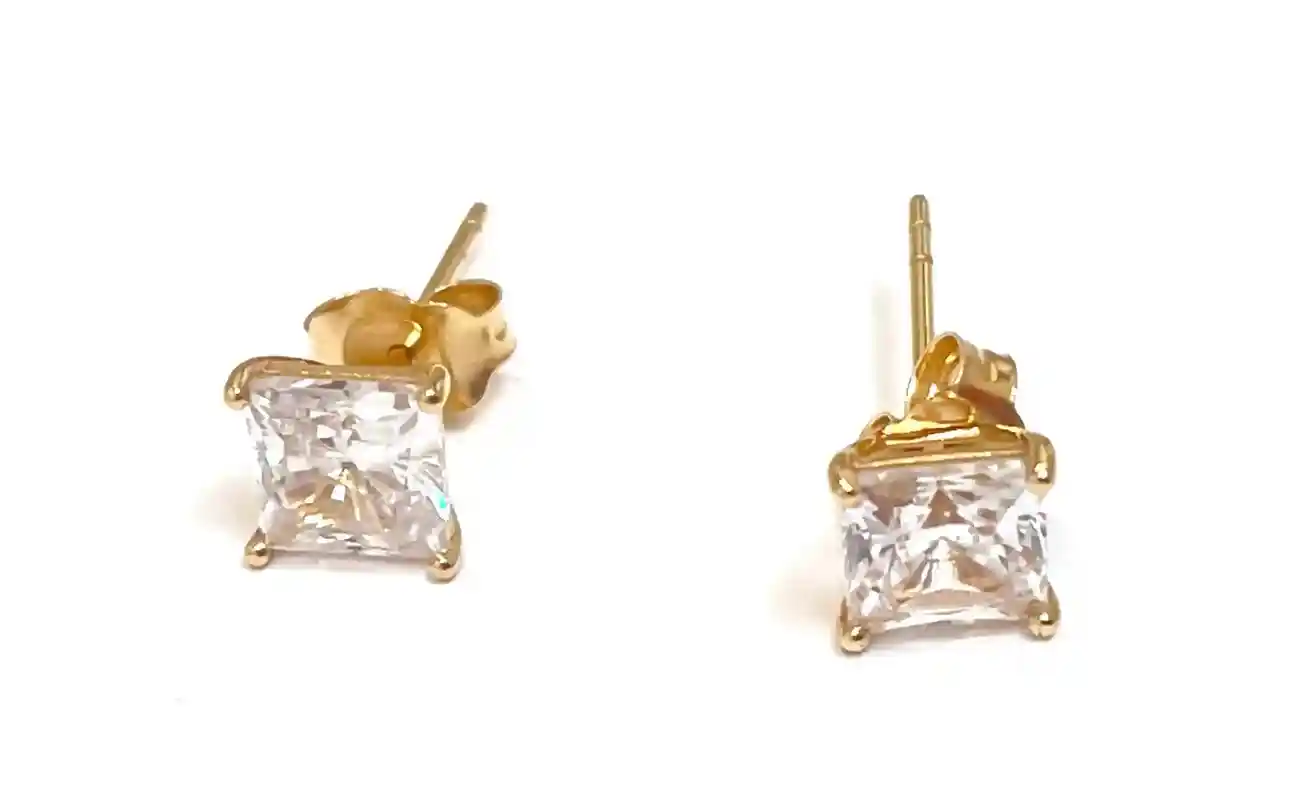 1.5 carat Square Earrings Diamond Studs Solid 18k Gold Diamond Earrings Square Princess Cut Diamond Earrings for women Square Diamond Studs 