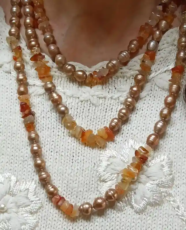 Peach Freshwater Pearl Necklace Jewelry/Freshwater Pearl Jewellery/Hand knotted Pearl Necklace/Mothers Day Gift Pearls/Women Birthday Gifts 