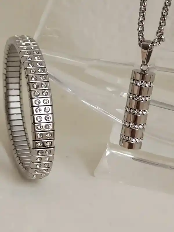 6.6ct Swarovski Silver Necklace Bracelet Earrings Pendant Set/Bridal party Jewelry set/Graduation Jewelry for women Sister birthday present 