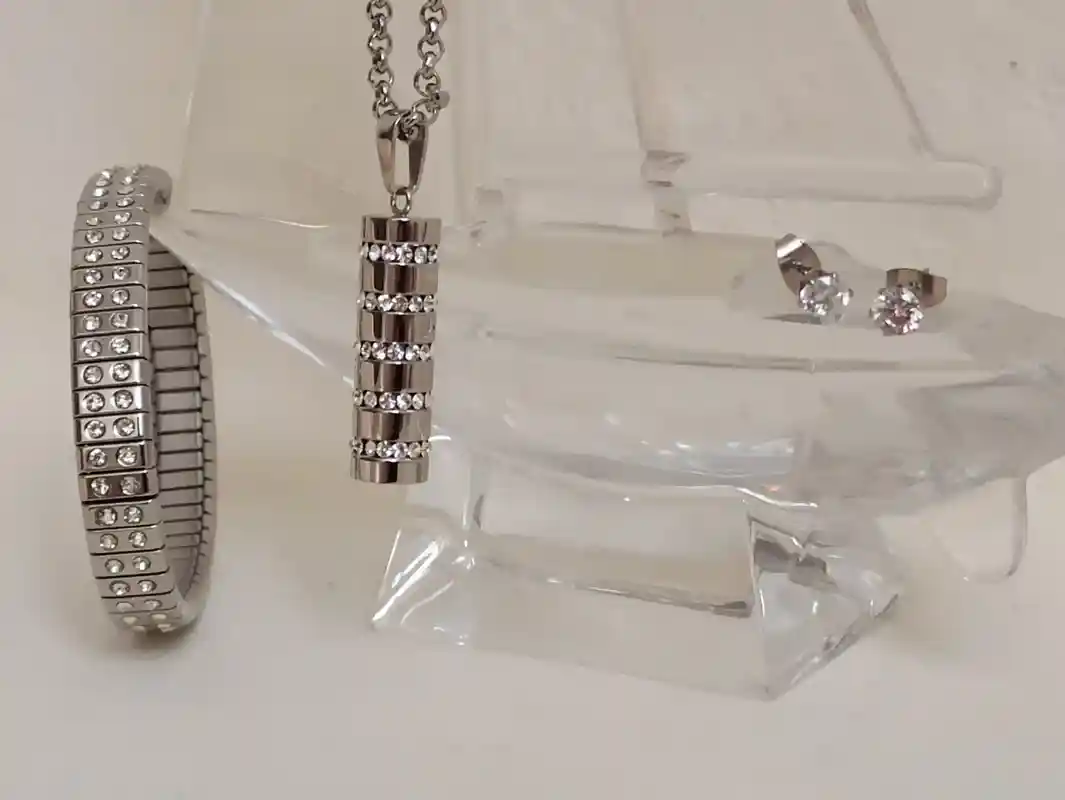 6.6ct Swarovski Silver Necklace Bracelet Earrings Pendant Set/Bridal party Jewelry set/Graduation Jewelry for women Sister birthday present 