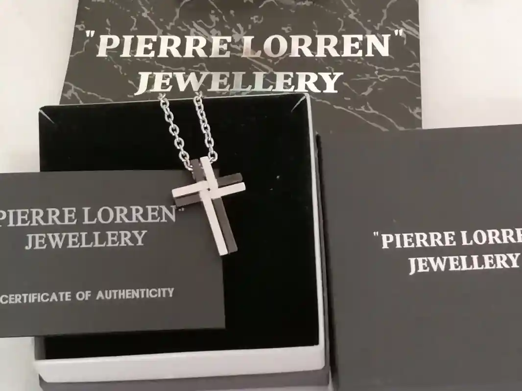 Men's Religious Necklace/ONYX Mens Cross Necklace Pendant/Men Christian Necklace Cross Jewelry SURGICAL Stainless steel HANDMADE Cross Gift 