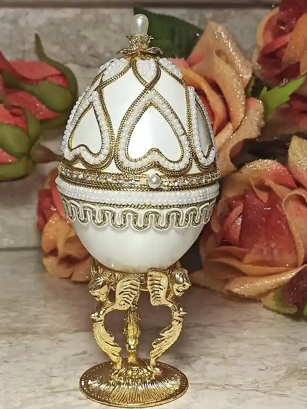 Guardian Angels NATURAL Egg FABERGE-Style Music Jewelry Box Home Protection Moving Away Communion Confirmation 16th 18th 21st 30th 40th 50th Gifts 