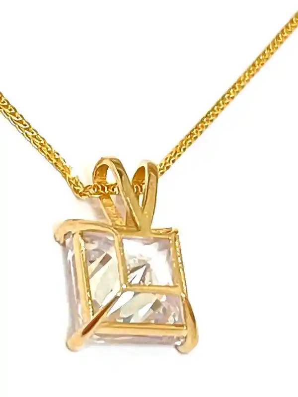 18k Square Pendant Diamond Solitaire 18kt Solid Gold Necklace Floating Diamond Necklace Solitaire Diamond Princess Cut Diamond Jewelry gift 
