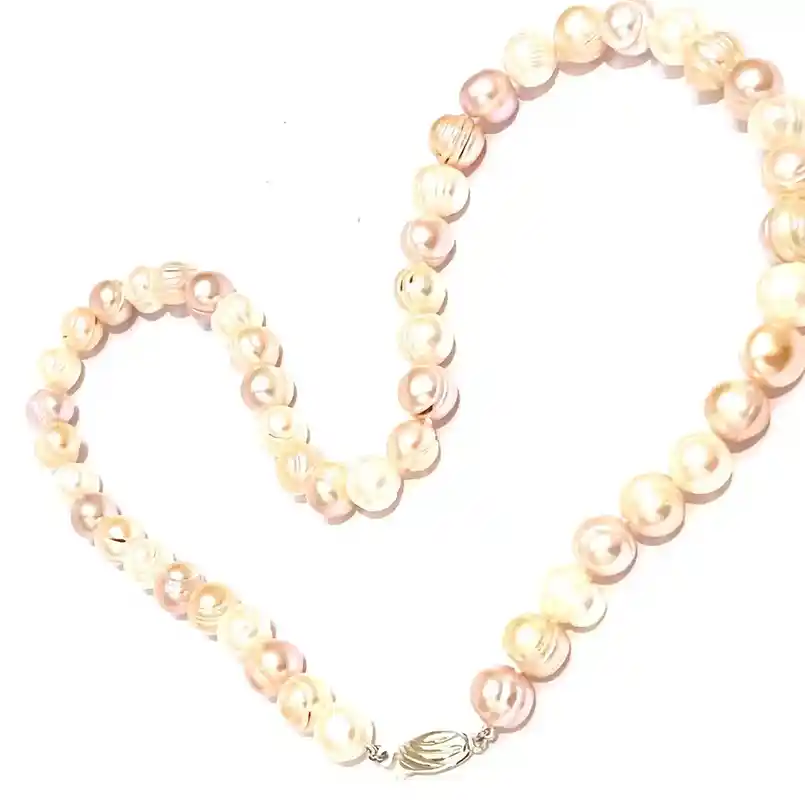 Japanese Akoya Pearl Necklace -Luxury Baroque Natural Pearl - Multi Colored Pearl Necklace - Cultured Pearl Necklace - Akoya Pearl Necklace 