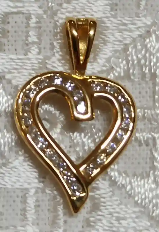 18K GOLD Heart Pendant Real DIAMONDS/Anniversary Gift Heart Diamond Pendant/Solid Gold Pendant Gift for Her Authentic Diamond .30ct Handmade