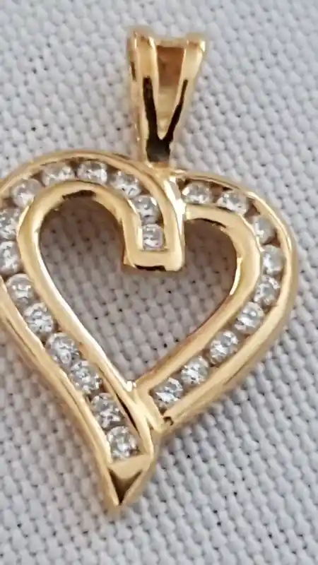 18K GOLD Heart Pendant Real DIAMONDS/Anniversary Gift Heart Diamond Pendant/Solid Gold Pendant Gift for Her Authentic Diamond .30ct Handmade 