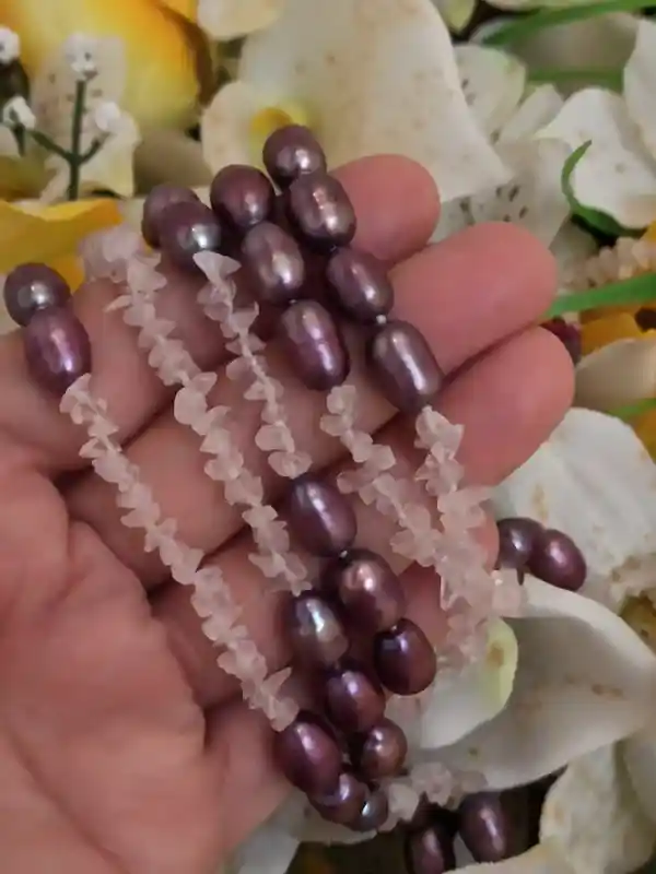 Purple Freshwater Pearl Necklace HAND-KNOTTED/Freshwater Pearl Necklace /Beach Wedding Pearl Jewelry for bride/Natural Pearl Necklace Gift 