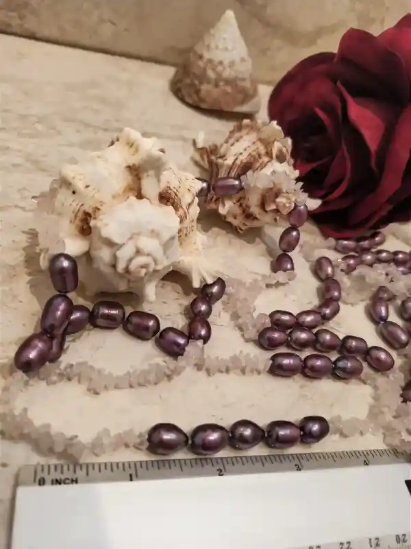 Purple Freshwater Pearl Necklace HAND-KNOTTED/Freshwater Pearl Necklace /Beach Wedding Pearl Jewelry for bride/Natural Pearl Necklace Gift 
