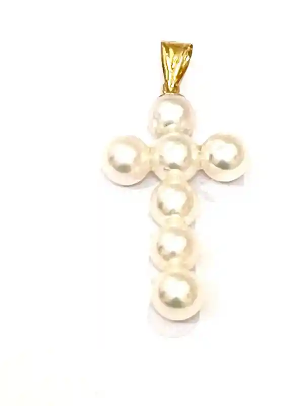 Natural Pearl Cross Gold Christian Gift 18k SOLID Gold Crucifix Japanese Sea water Pearl Religious Christian Crucifix Fine Jewelry Handmade 