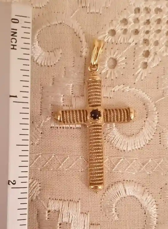 Filigree SOLID 18k gold Cross pendant woman Garnet Jewelry/Baptism gift girl HANDMADE Jewellery/ Christening gifts girls Religious Jewelry 