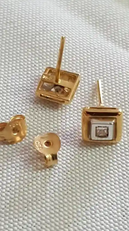 Diamond earrings solid 18K gold Unique jewelry gift /GENUINE diamond earrings HAND made /Real Diamond gold stud earrings Jewellery Handmade 