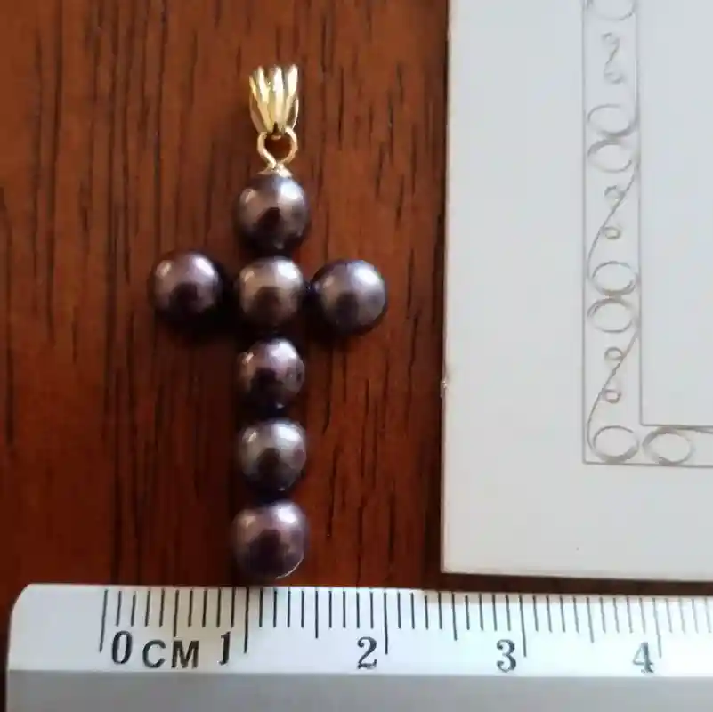 Tahitian AKOYA Pearl cross pendant Authentic CULTURED pearl SOLID 18k gold clasp Cross Pendant Necklace Religious Charm Pearl crucifix 