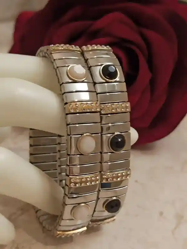 Black Crystal Bracelet/White Crystal Bracelet/Silver Swarovski Bracelet black White/Crystal Jewelry Handmade Bracelets for Women Gifts Wife 