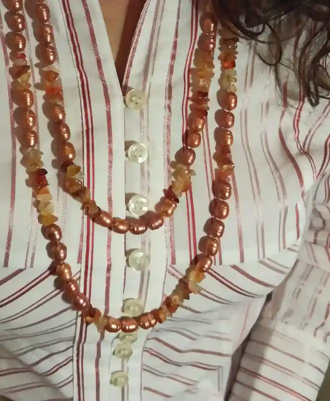 Coral Freshwater Pearl Necklace 48