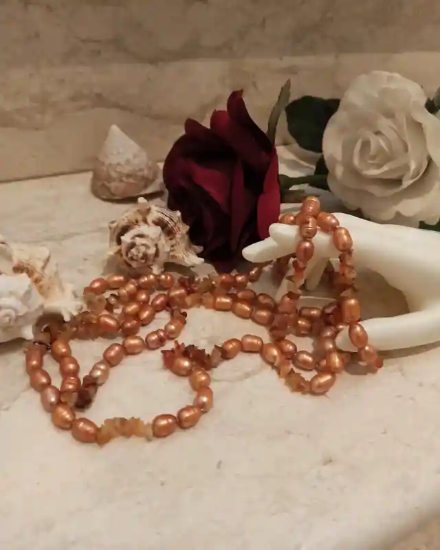 Coral Freshwater Pearl Necklace 48