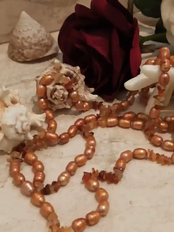 Coral Freshwater Pearl Necklace 48
