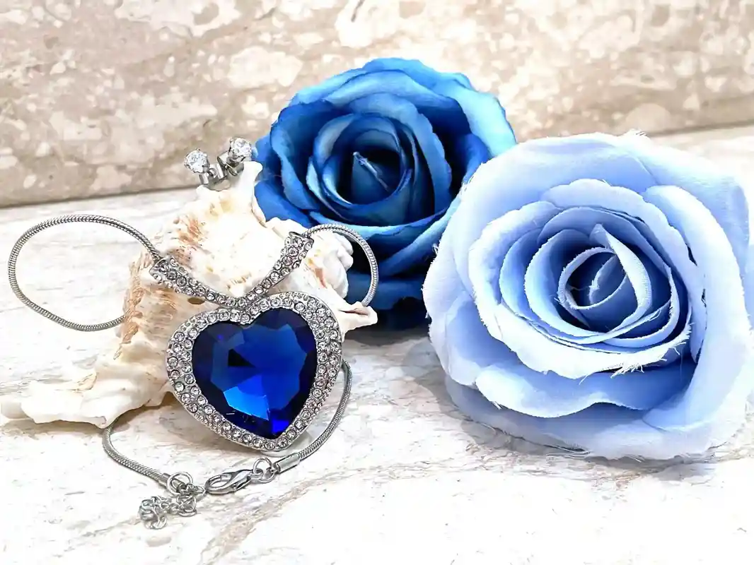 5pce Heart of the Ocean Necklace Pendant Movie Titanic Unique Jewelry Heart Cut SAPPHIRE Titanic Necklace Pendant BRACELET EARRING Set Gift 