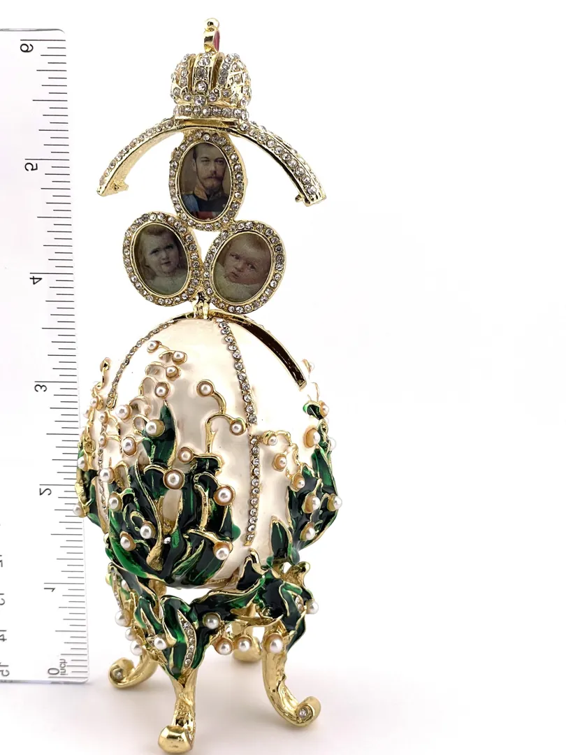White Fabergé Imperial Coronation Egg 1898 Fabergé style egg bracelet. Swarovski, gold, pearl egg. Bridal shower, engagement, wedding gift for her.