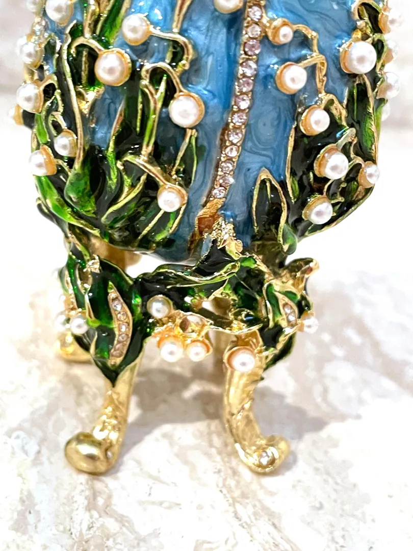 Something Blue Imperial Egg Faberge Egg Style GOLD Swarovski Eggs Birthday Christmas Graduation Gift Box WISDOM LUCK Handmade by PierreLorren