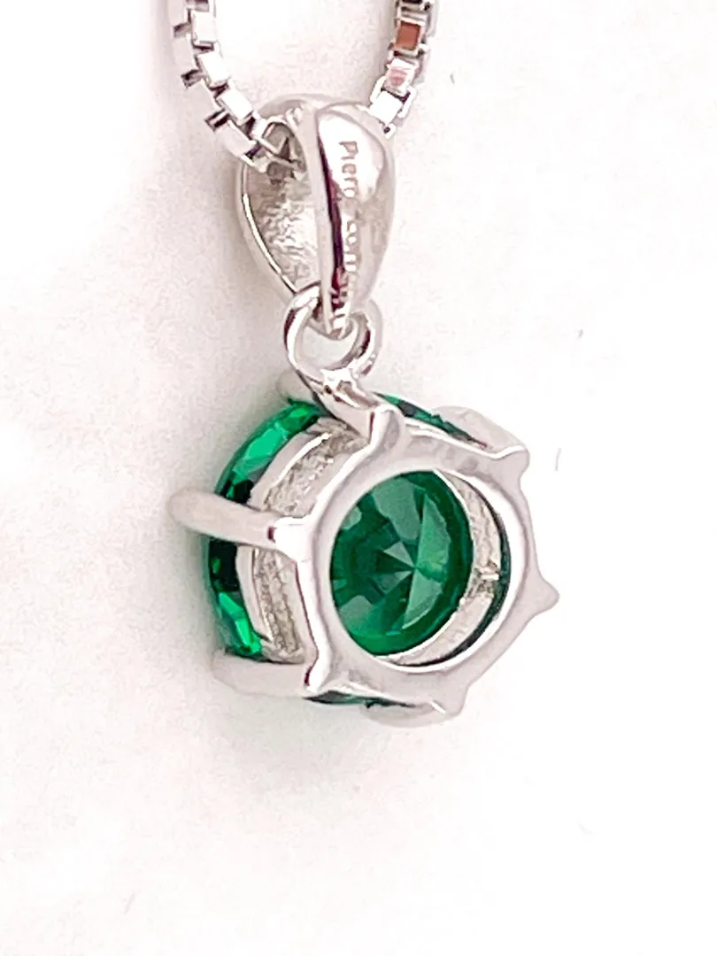 Pierre Lorren 2ct Natural Emerald Necklace and Earrings Set. Real Emerald Pendant, Handmade Jewelry for Bride and Bridal Shower Gifts for Daughter. Total Carat Weight: 4ctw.