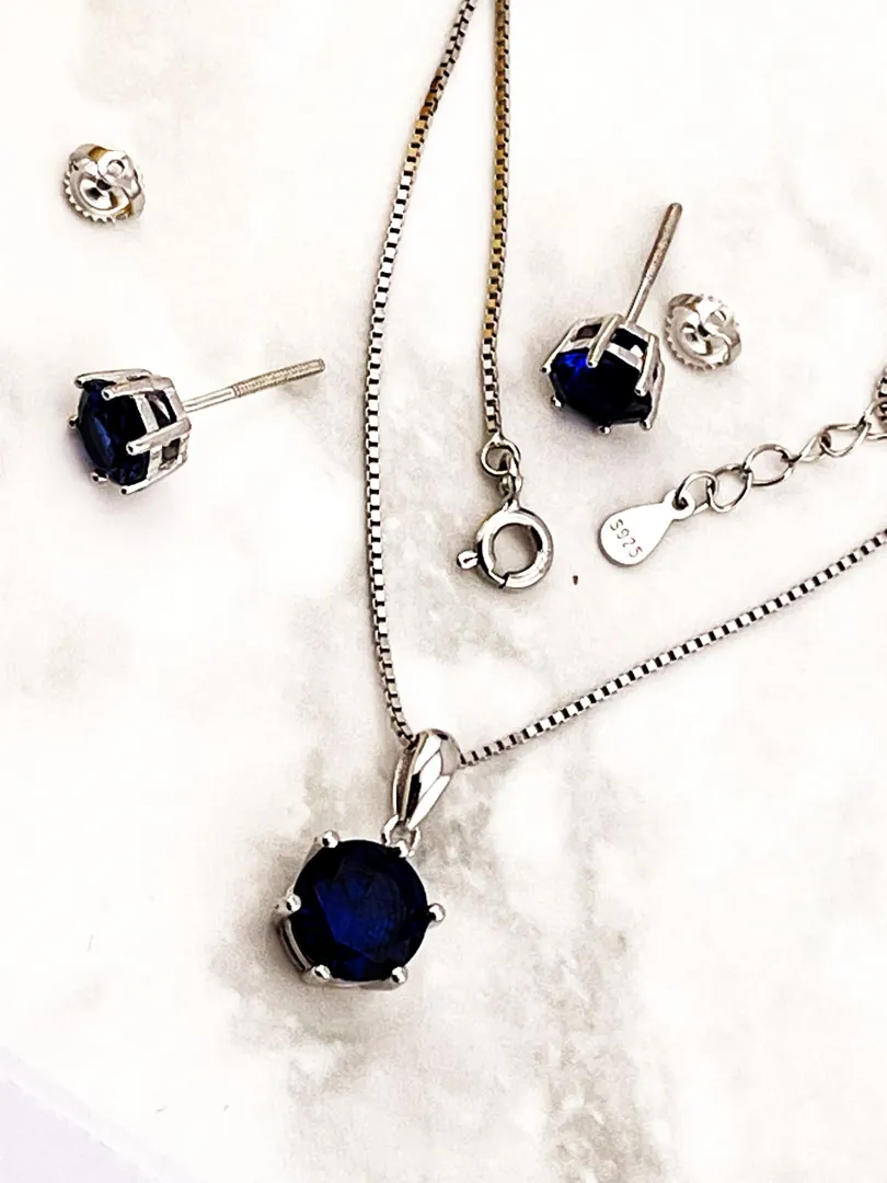 4ctw CERTIFIED Natural Sapphire Solitaire Necklace SET Genuine Sapphire Pendant Earrings Sapphire Jewelry Set 18k HANDMADE by Pierre Lorren