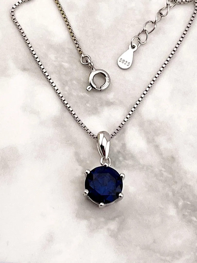 2 ct Natural Sapphire Pendant Necklace - 2 carat Sapphire Fine Jewelry - Sapphire Necklace - Sapphire Jewelry Something New gifts for bride