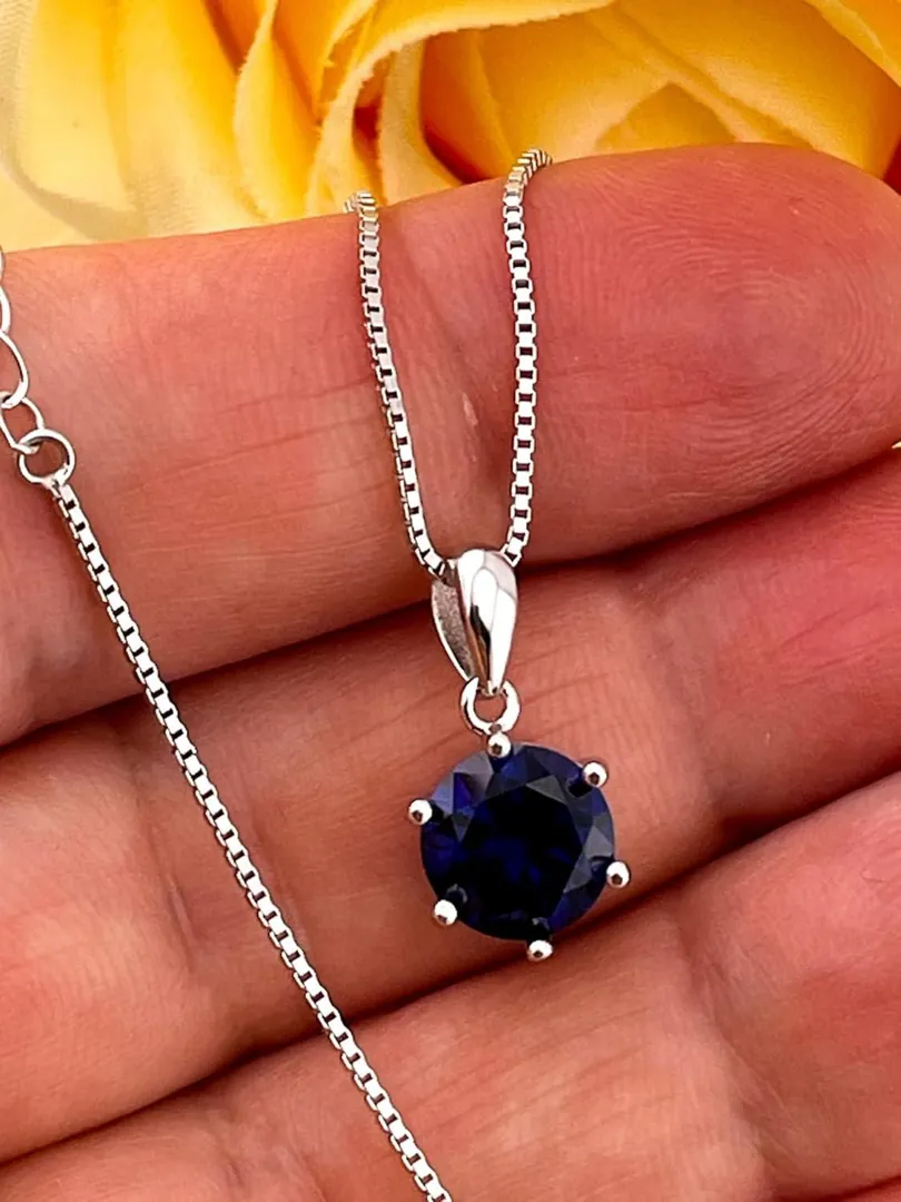 2 ct Natural Sapphire Pendant Necklace - 2 carat Sapphire Fine Jewelry - Sapphire Necklace - Sapphire Jewelry Something New gifts for bride