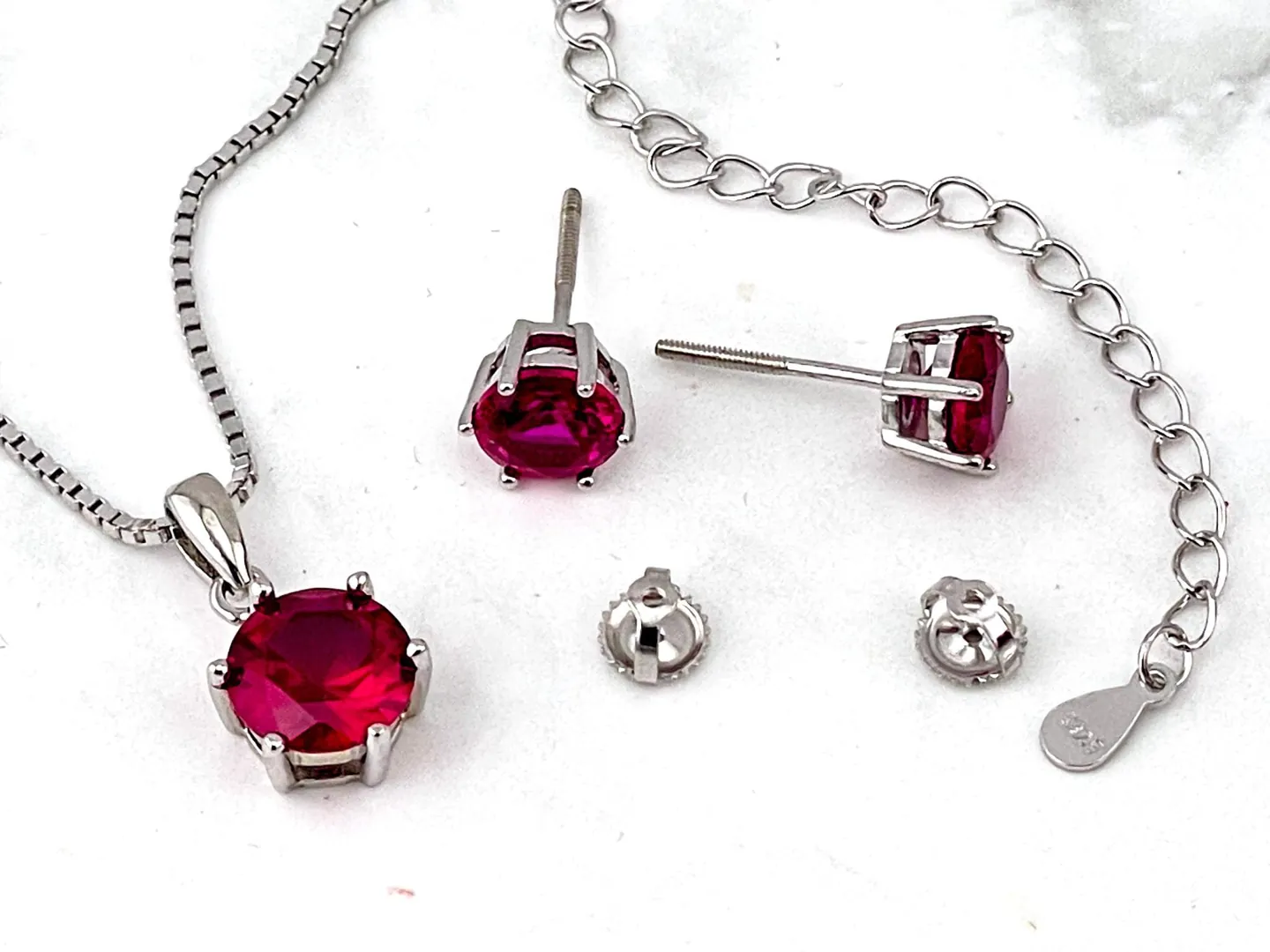 4ctw CERTIFIED Natural Ruby Solitaire Necklace SET Genuine Ruby Pendant Ruby Pendant Earrings Ruby Jewelry Set 18k HANDMADE by Pierre Lorren