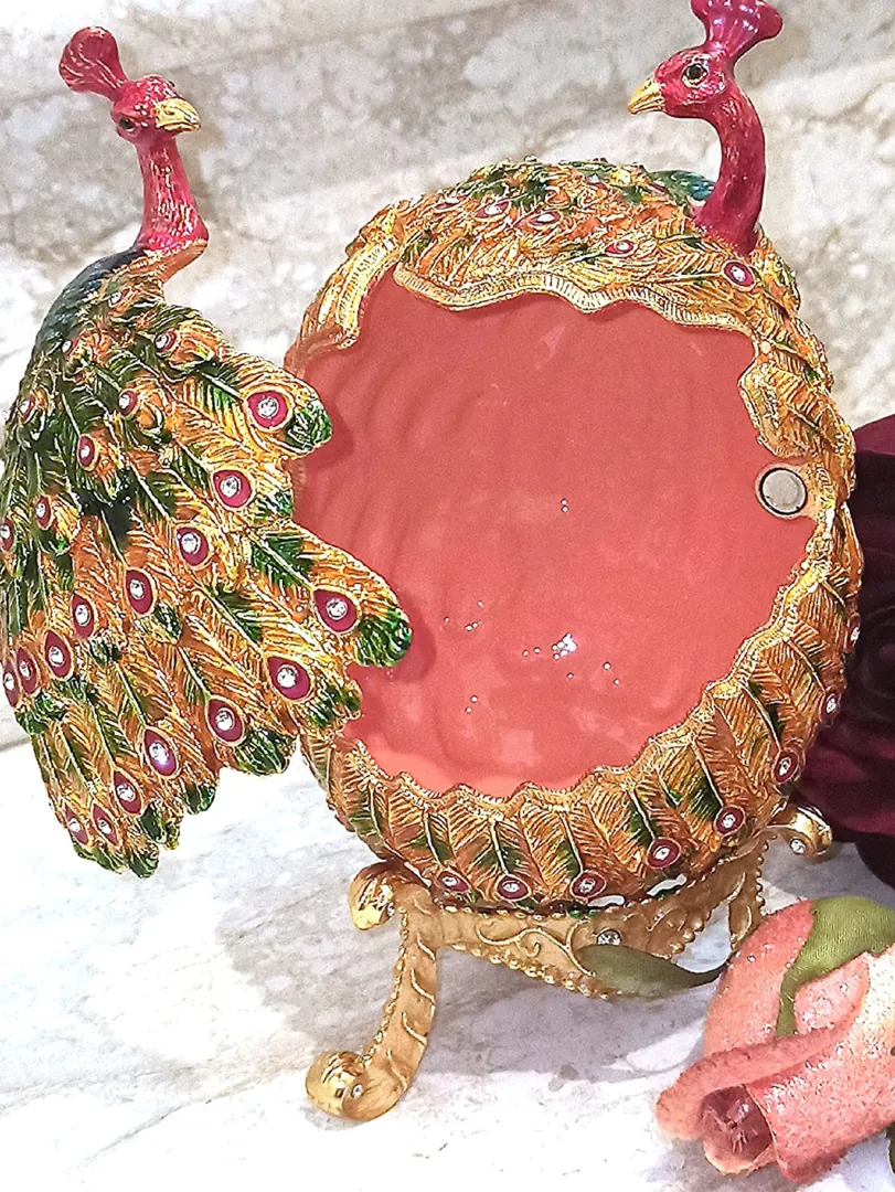 XL Rainbow Faberge Egg Style 24k Gold Fabergé Egg, Peacock/Faberge Egg/ Trinket Box, Couples Gift / Faberge Egg Jewelry Box, Unique Wedding Gift.