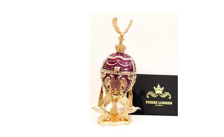Limited Edition Musical Amethyst Faberge Egg Pure Gold Decor Swarovski Crystal Diamond Faberge Style Egg Graduation Anniversary Birthday Gift