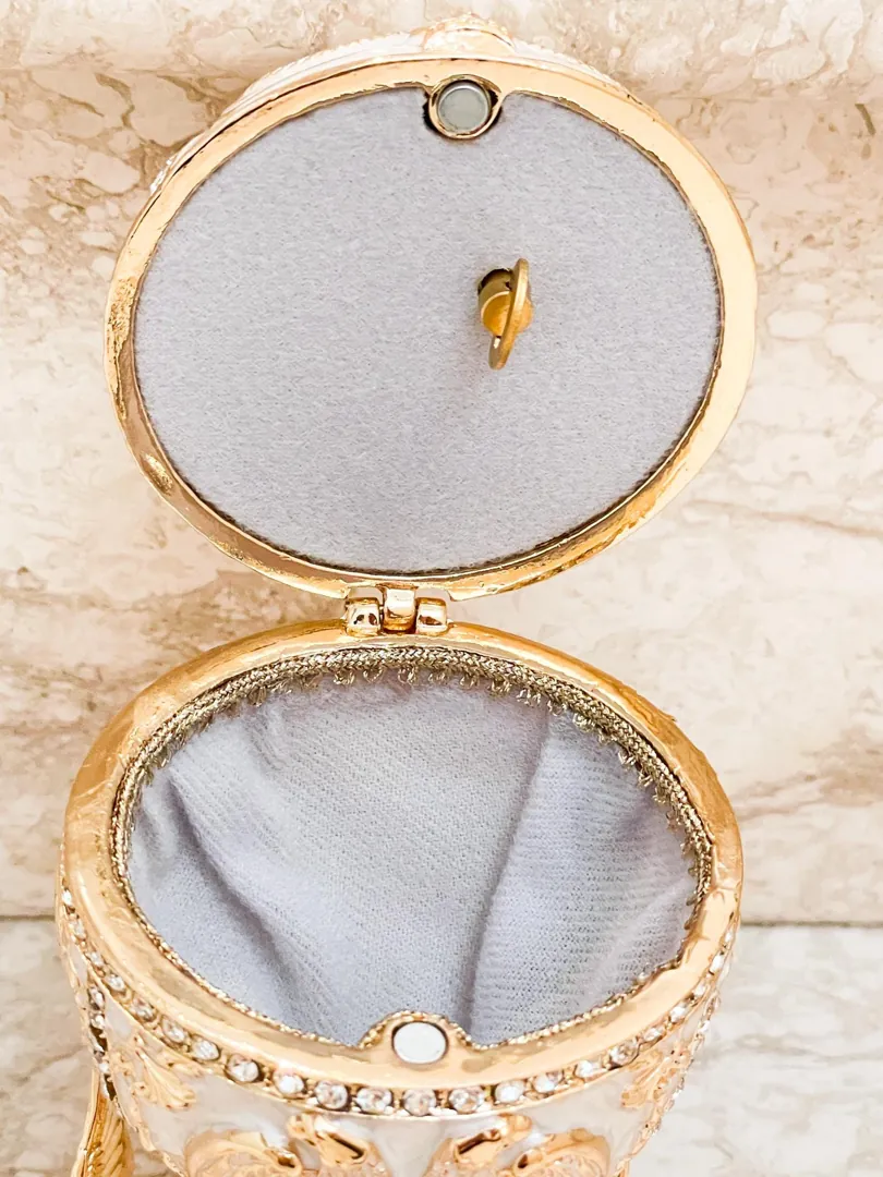 Limited Edition Musical Faberge Egg Velour Interior Swarovski Crystal Diamond Handset Faberge Style Egg New Beginnings Bridal Shower Wedding