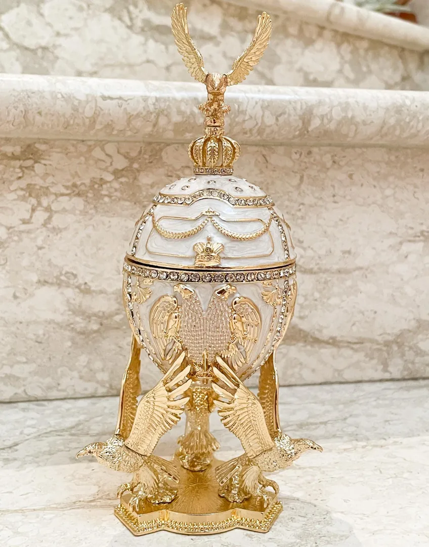 Limited Edition Musical Faberge Egg Velour Interior Swarovski Crystal Diamond Handset Faberge Style Egg New Beginnings Bridal Shower Wedding