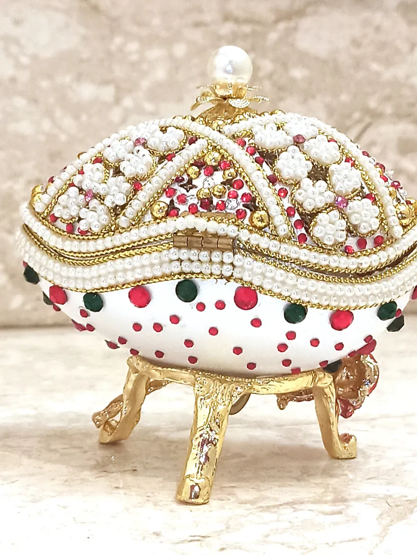 Faberge Egg Ornament + Faberge Egg Necklace + Ruby Gold Bracelet Maid of Honor Gift Bridal Shower Gift Music Birthday Gift for Her