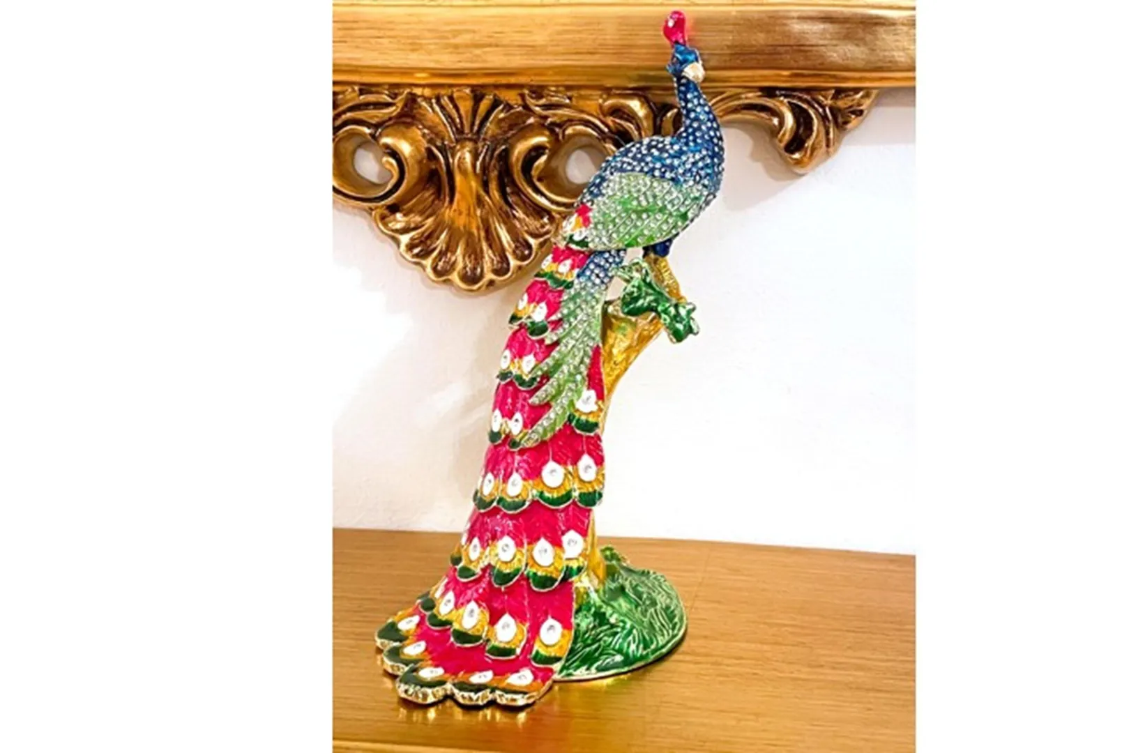 Pierre Lorren Unique Peacock Gifts - Faberge Peacock Trinket Box - Austrian Crystal Diamonds - Pure Gold Decor - Handmade Bird Lover Gift Set