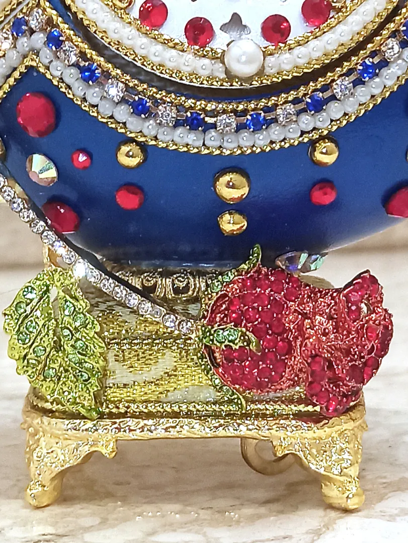 Faberge Egg Ornament & Faberge Egg Pendant Ruby Bracelet Gold Gift for Women - Fabergé Egg Style Unique Music Box Home Decor Gift for Her Birthday.