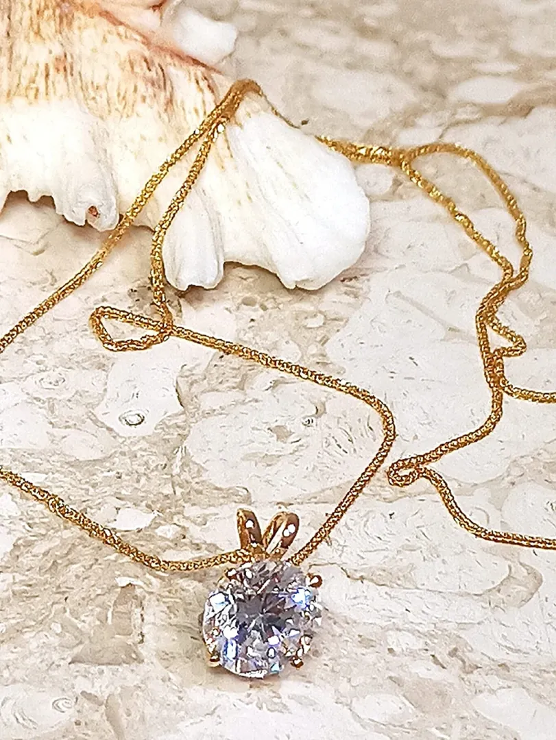 1.5ct Diamond Solitaire Necklace SOLID 18k GOLD BRILLIANT Cut Diamond Necklace 18