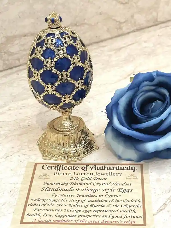 Pierre Lorren Faberge-Style Egg St Petersburg Faberge style egg Home Decor Pure Gold Decor Swarovski Crystal Diamond Handset Birthday Anniversary 