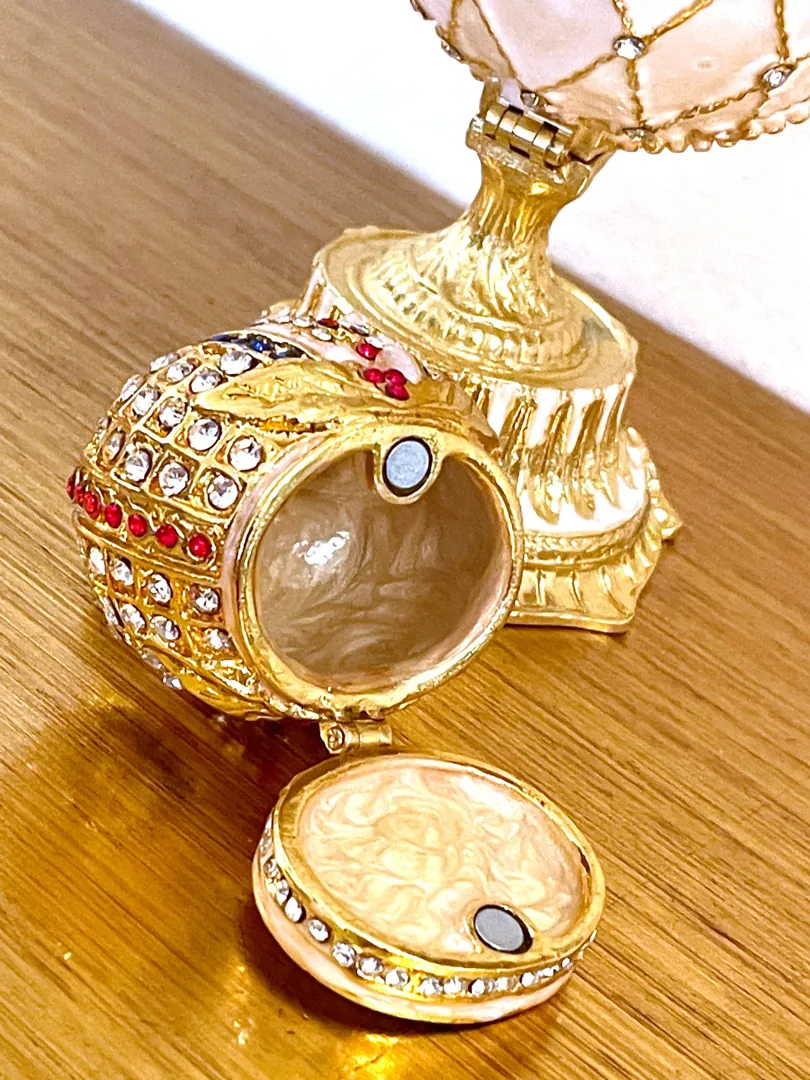 Faberge Egg Replica HANDMADE Fabergé Jeweled Crown 333 Swarovski Trinket Mother's Day Easter Wife Birthday Gift for Her Anniversary 24k GOLD