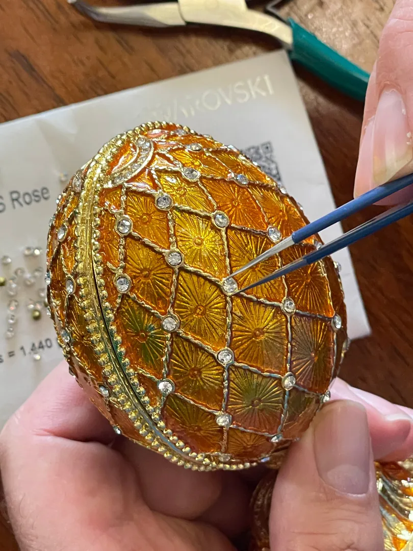 Unisex Designer Princeton Orange Faberge Egg Faberge Style Egg 24k Gold Bracelet Handmade Fabergé Egg 333 Swarovski Christmas Birthday Gift