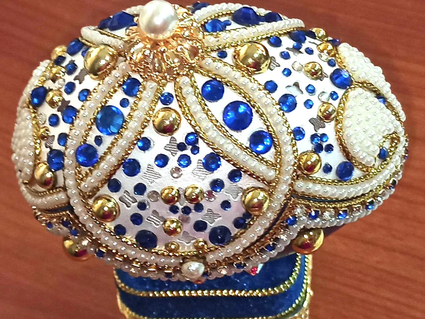 RARE-Limited Edition-Faberge Egg-Fabergé Easter Egg-Faberge Style Egg-Faberge Egg Trinket Box-Faberge Egg Music Box-24k GOLD-Sapphire Gift