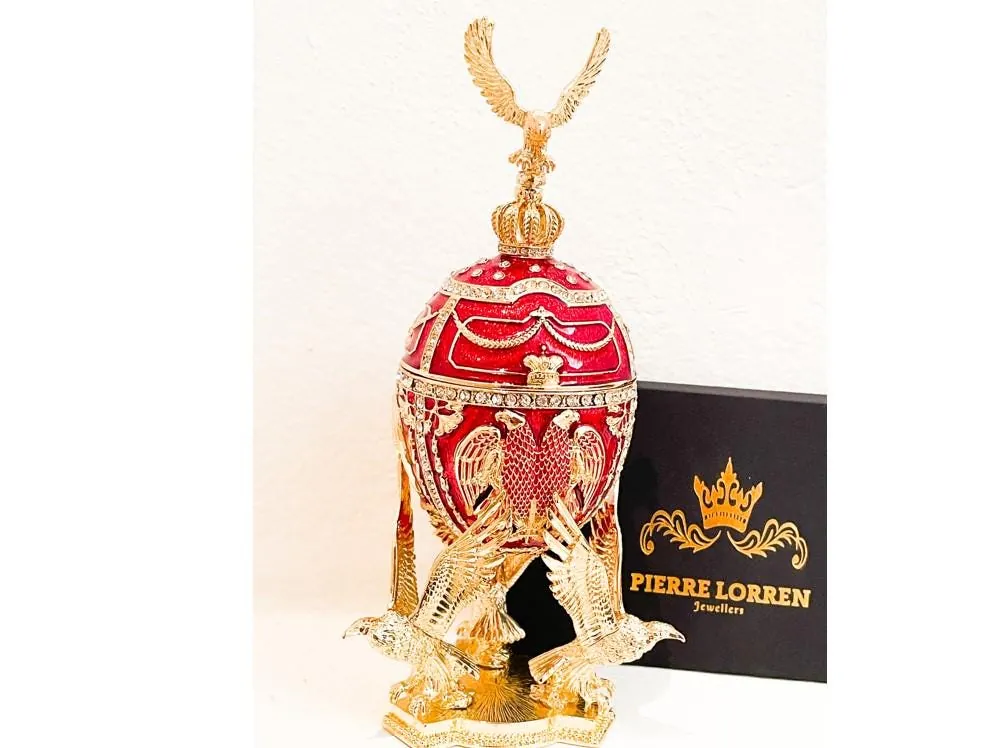 Limited Edition Musical Faberge Egg Velour Interior Swarovski Crystal Diamond Handset Faberge Style Egg POWER LONGEVITY Anniversary Birthday