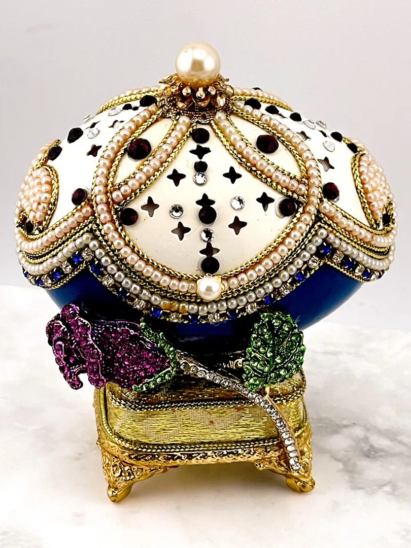 2019 Imperial Fabergé Egg Pure GOLD Collector's Egg Natural Egg Musical Fabergé Eggs Silk Interior Trinket 6 Year Anniversary Gift for Her