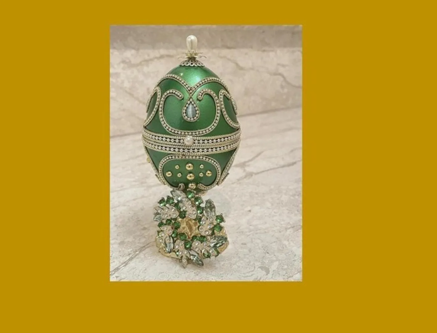 Emerald Faberge Egg Ornament, Faberge Home Decor Gift for Women, Faberge Egg Green, Faberge Egg Jewelry Box & Necklace, Graduation Gift for Her.