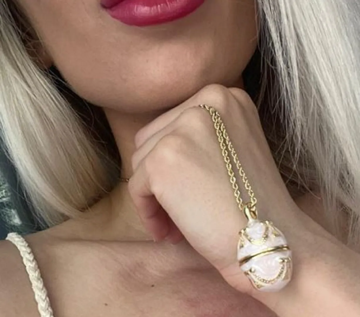 Designer Faberge Egg Necklace Pendant Fabergé Egg style Enamel Egg Faberge Eggs Pendant + Bracelet Austrian Crystal 24k Christmas Mom Gift