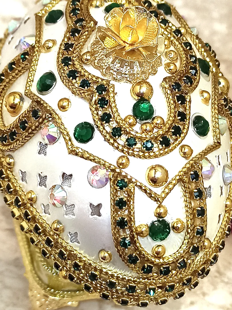 Faberge - One of a kind Gifts for Women - Faberge Egg Ornament - Faberge Pendant - 24k Gold - Home Decor - Unique Birthday Gift - Emerald Gift Box