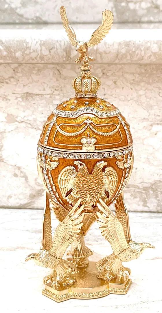 Limited Edition Musical Faberge Egg with Velour Interior, Swarovski Crystal, and Diamond Handset. Faberge Style Egg for Power and Longevity. Ideal for Graduation or Birthday Gifts.