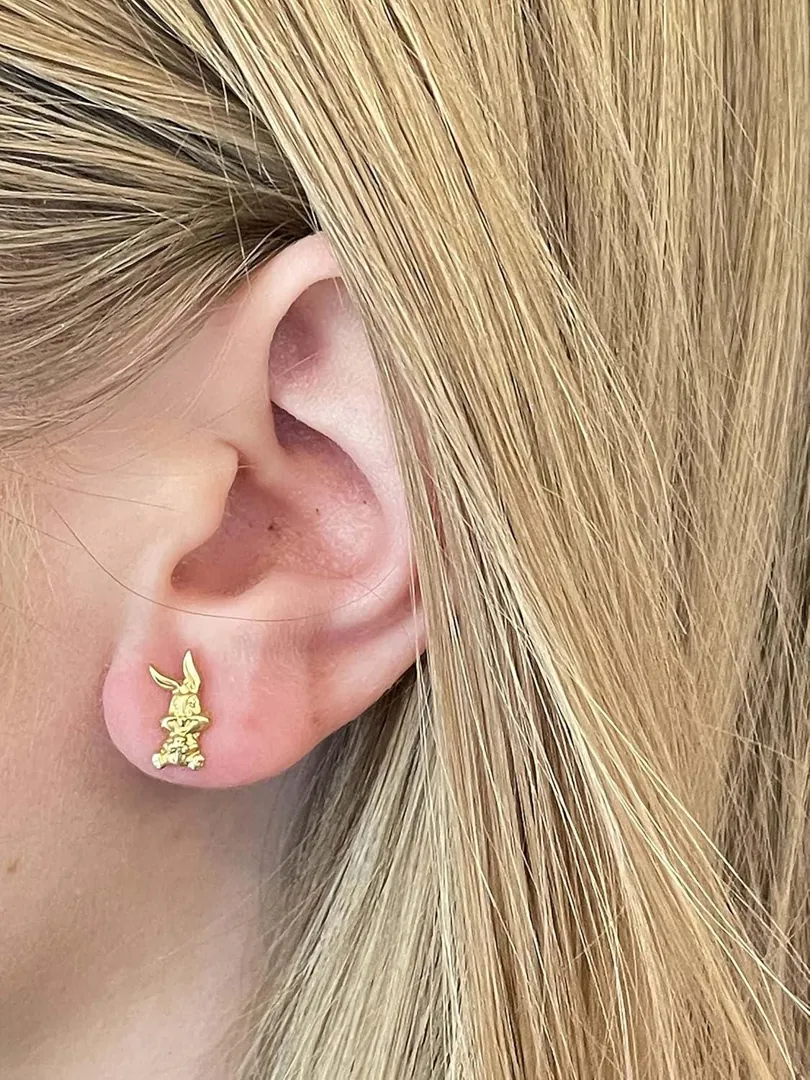 Original Vintage Earrings Donald Duck Jewelry Gold - 1st Birthday Earrings for Her - Baby Shower Earrings - Solid 18k Gold - Donald Earrings