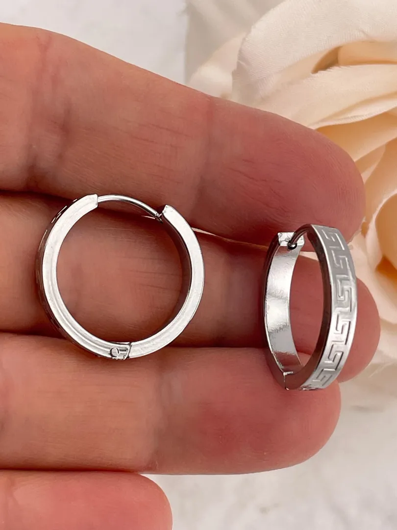 Handmade Meander Jewelry - Greek Key Bracelet PLUS Greek Key Earrings SET Silver White Gold Over Eternity Love Happiness Success Jewelry