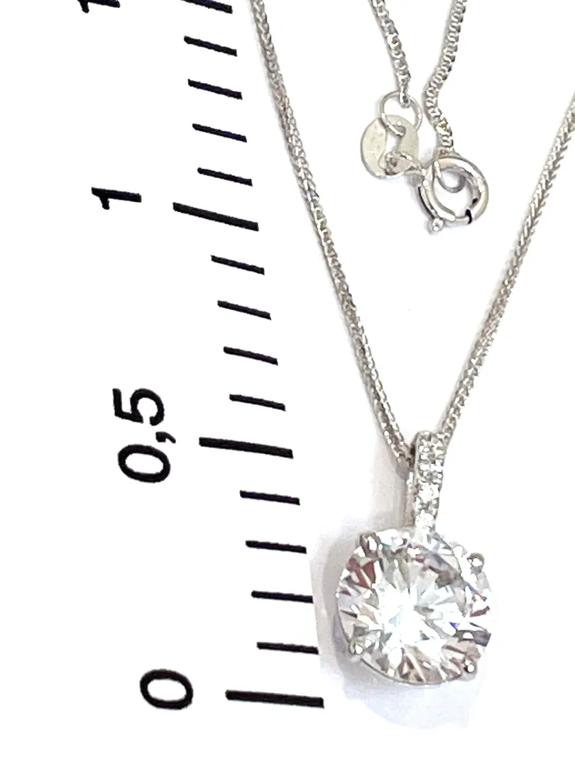 Pierre Lorren 1.5 Carat Diamond Necklace Solid 18k White Gold Solitaire Round Cut Pendant Diamond Pendant Necklace Floating Diamond Jewelry.