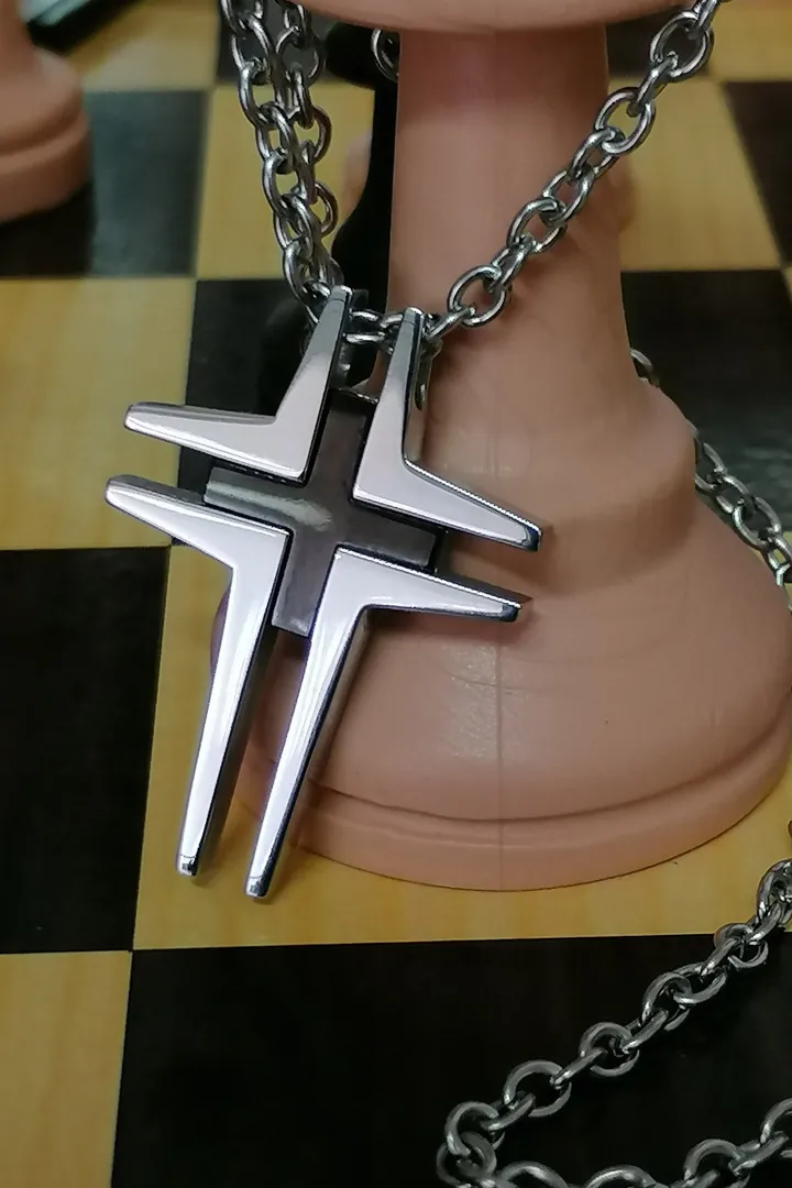 Cross necklace pendant for men, onyx cross chain necklace gift for him, surgical stainless steel Christian cross for Godson, handmade jewelry.